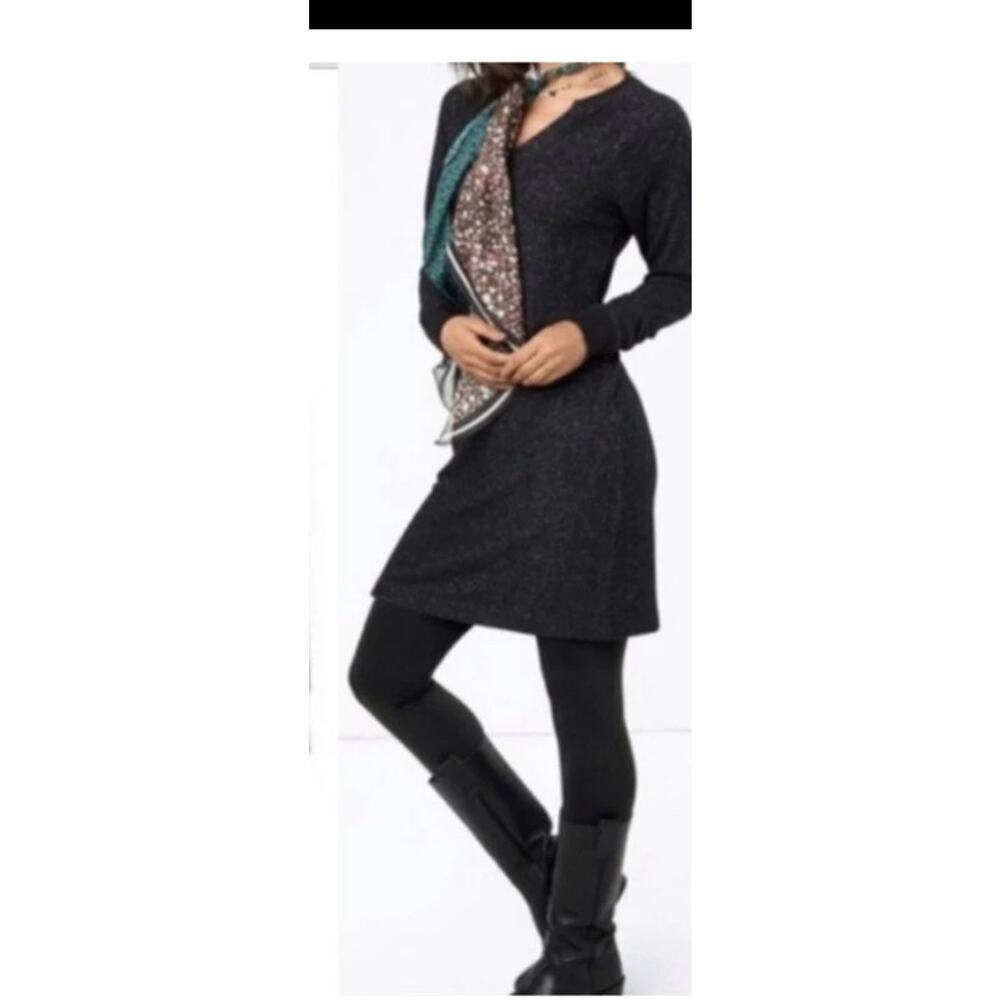 Cabi Dress Size M Black Heather Knit Long‎ Sleeve Lounge Tunic Style 3629